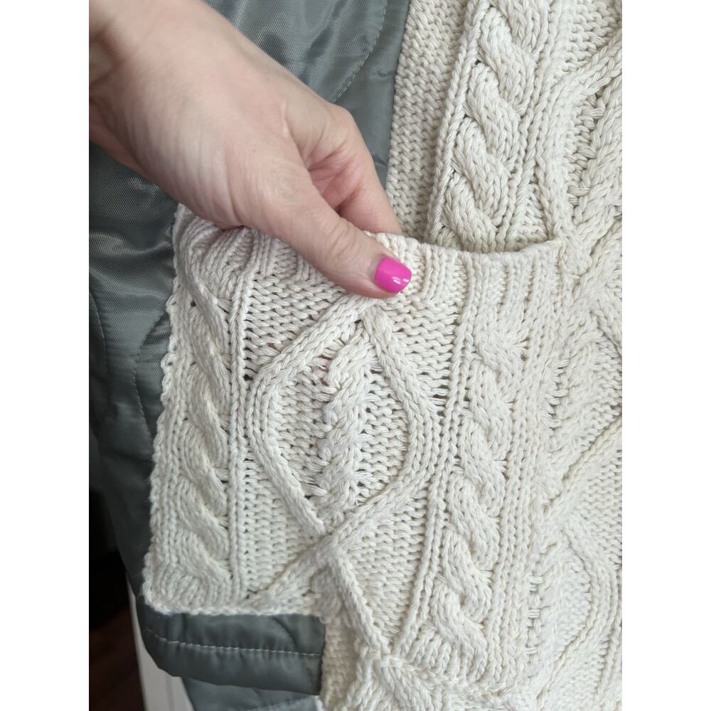 POL Naomi Cable Knit Mixed Media Boxy Grandpa Cardigan Jacket Sz M NWT - Picture 6 of 15
